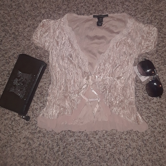 F.LP. Tops - F.L.P. Velvet and Lace Crop Top